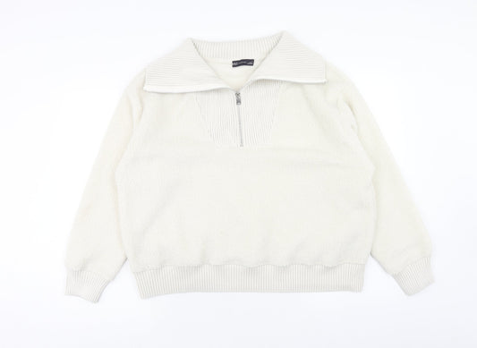 Marks and Spencer Womens White Polyester Pullover Sweatshirt Size XL Zip