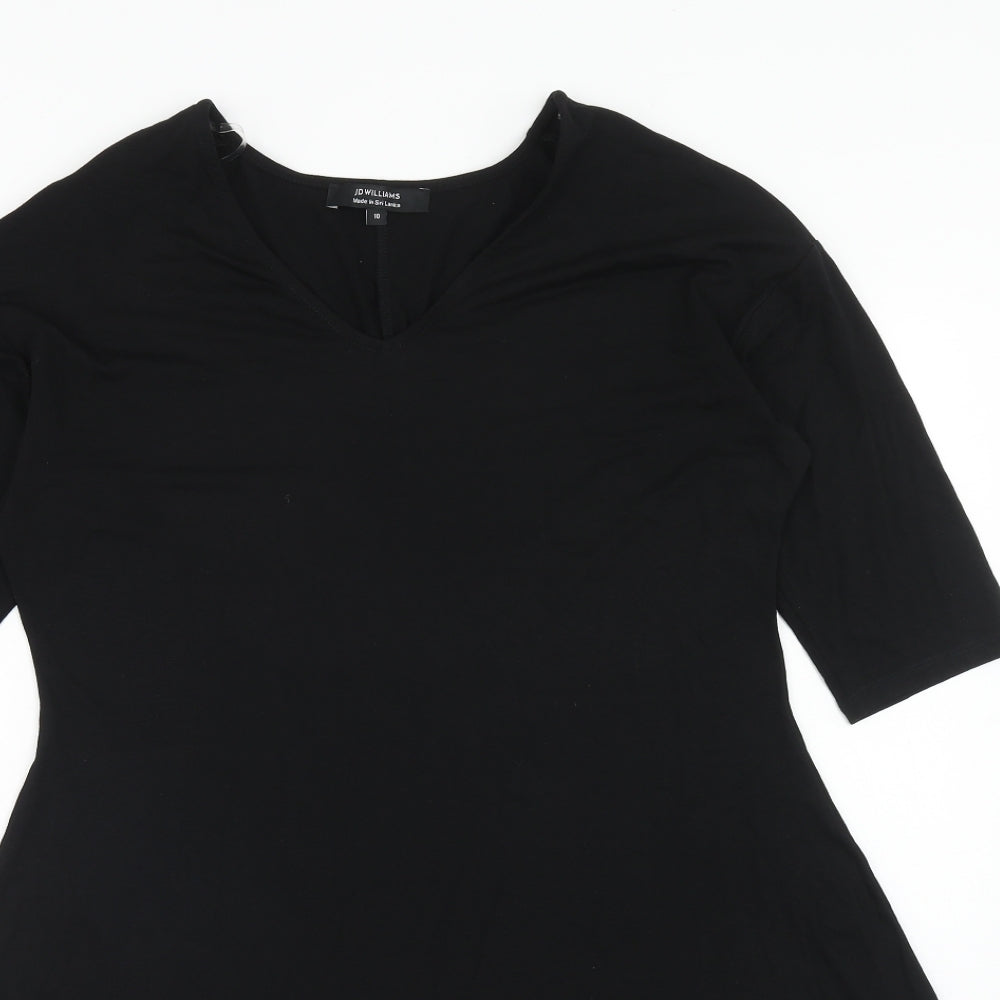 JD Wiliams Womens Black Viscose Fit & Flare Size 10 V-Neck Pullover