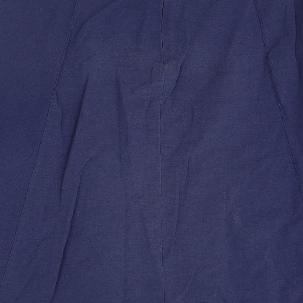 Preworn Womens Blue Polyester Swing Skirt Size 30 in Button