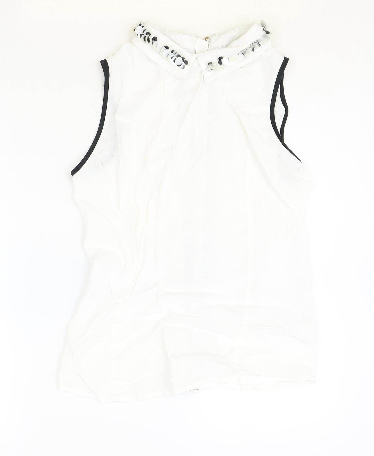 Marks and Spencer Womens Ivory Viscose Basic Tank Size 10 Collared