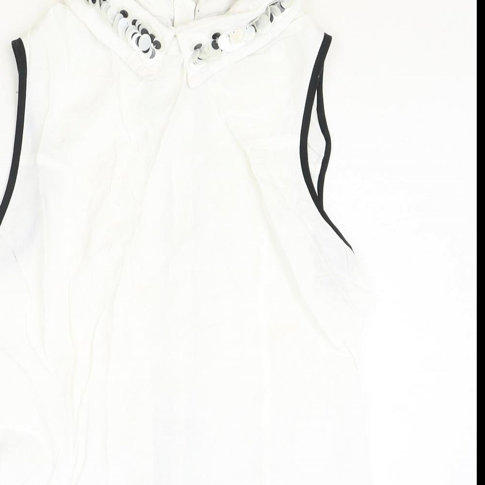 Marks and Spencer Womens Ivory Viscose Basic Tank Size 10 Collared