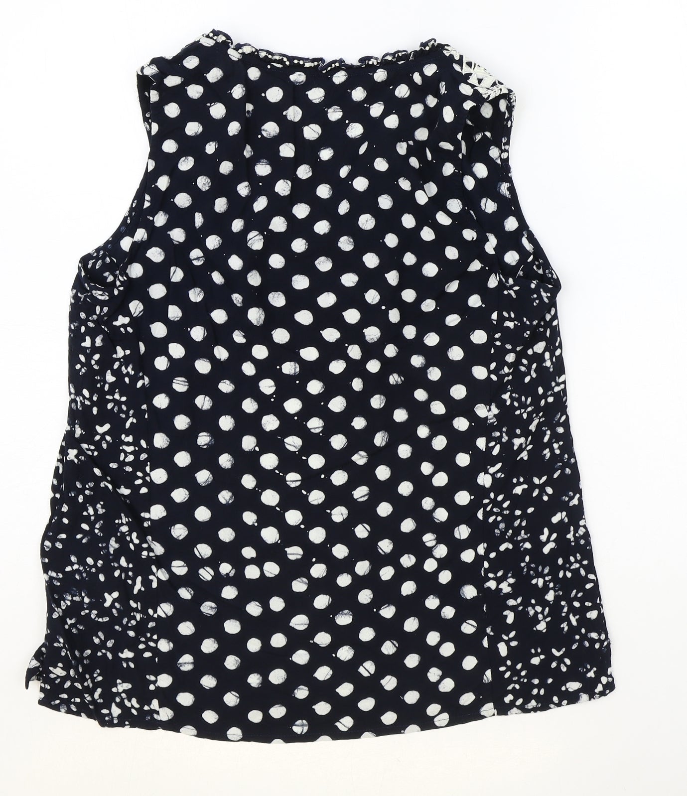 Monsoon Womens Black Polka Dot Viscose Basic Tank Size M V-Neck