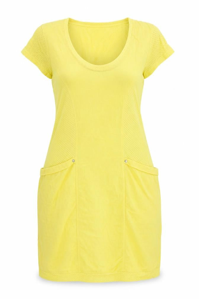 Maloka Womens Yellow Cotton Bodycon Size XS Scoop Neck Zip