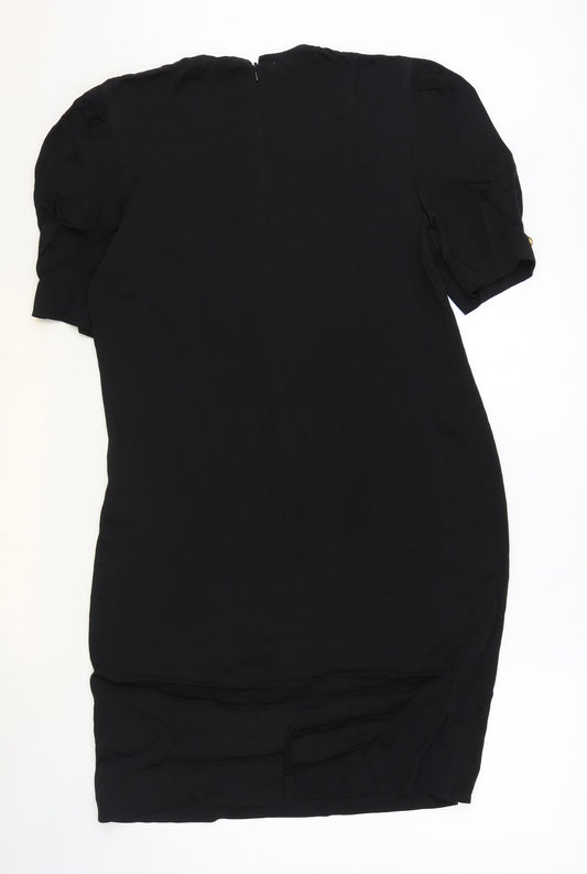 David Warren Womens Black Rayon Sheath Size 10 Round Neck Zip
