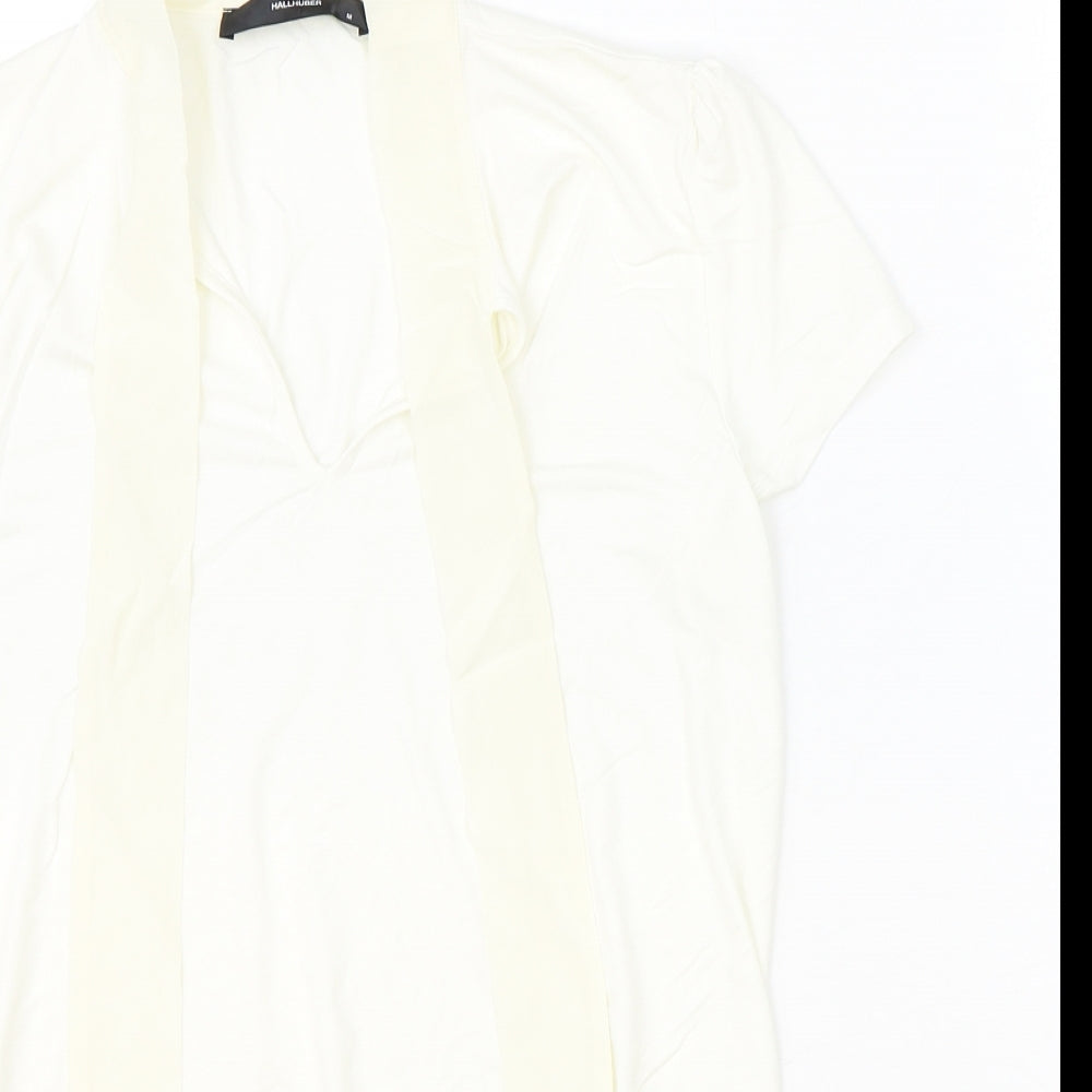 Hallhuber Womens Ivory Viscose Basic Blouse Size M V-Neck