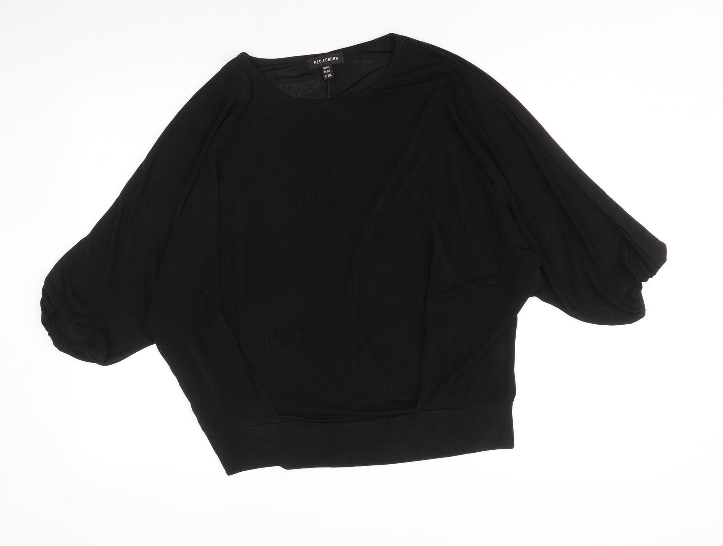 QED London Womens Black Polyester Basic T-Shirt Size M Round Neck - Size M-L