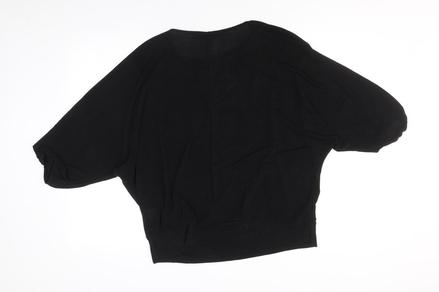 QED London Womens Black Polyester Basic T-Shirt Size M Round Neck - Size M-L