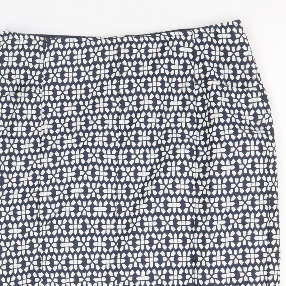 NEXT Womens Blue Geometric Polyester Straight & Pencil Skirt Size 10 Zip