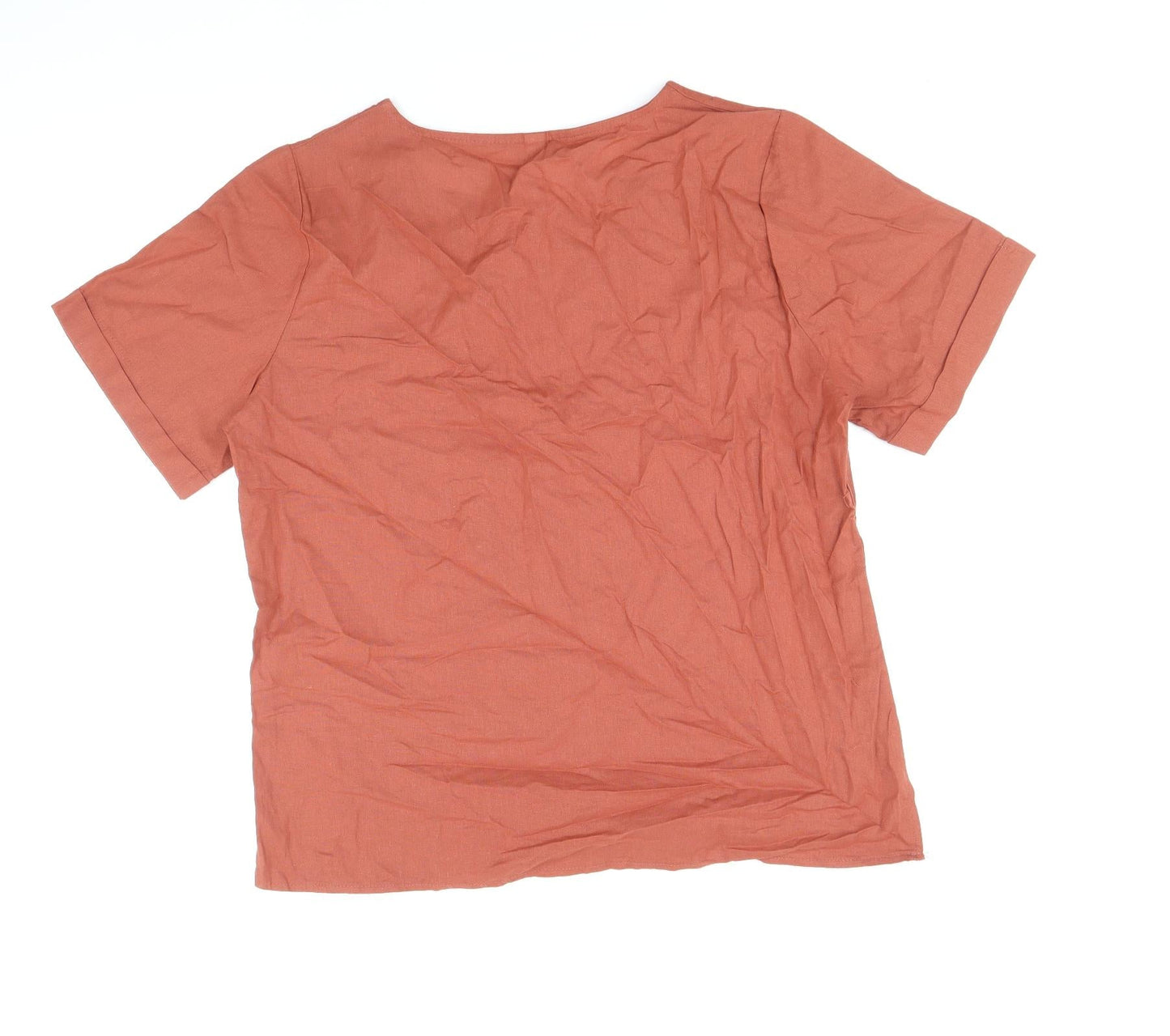 Day You Womens Beige Cotton Basic Blouse Size XL Round Neck