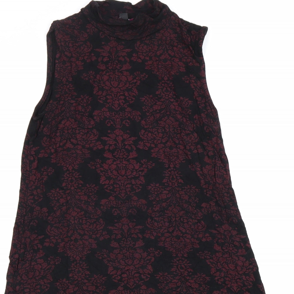 Therapy Womens Red Geometric Viscose A-Line Size XS Mock Neck Pullover