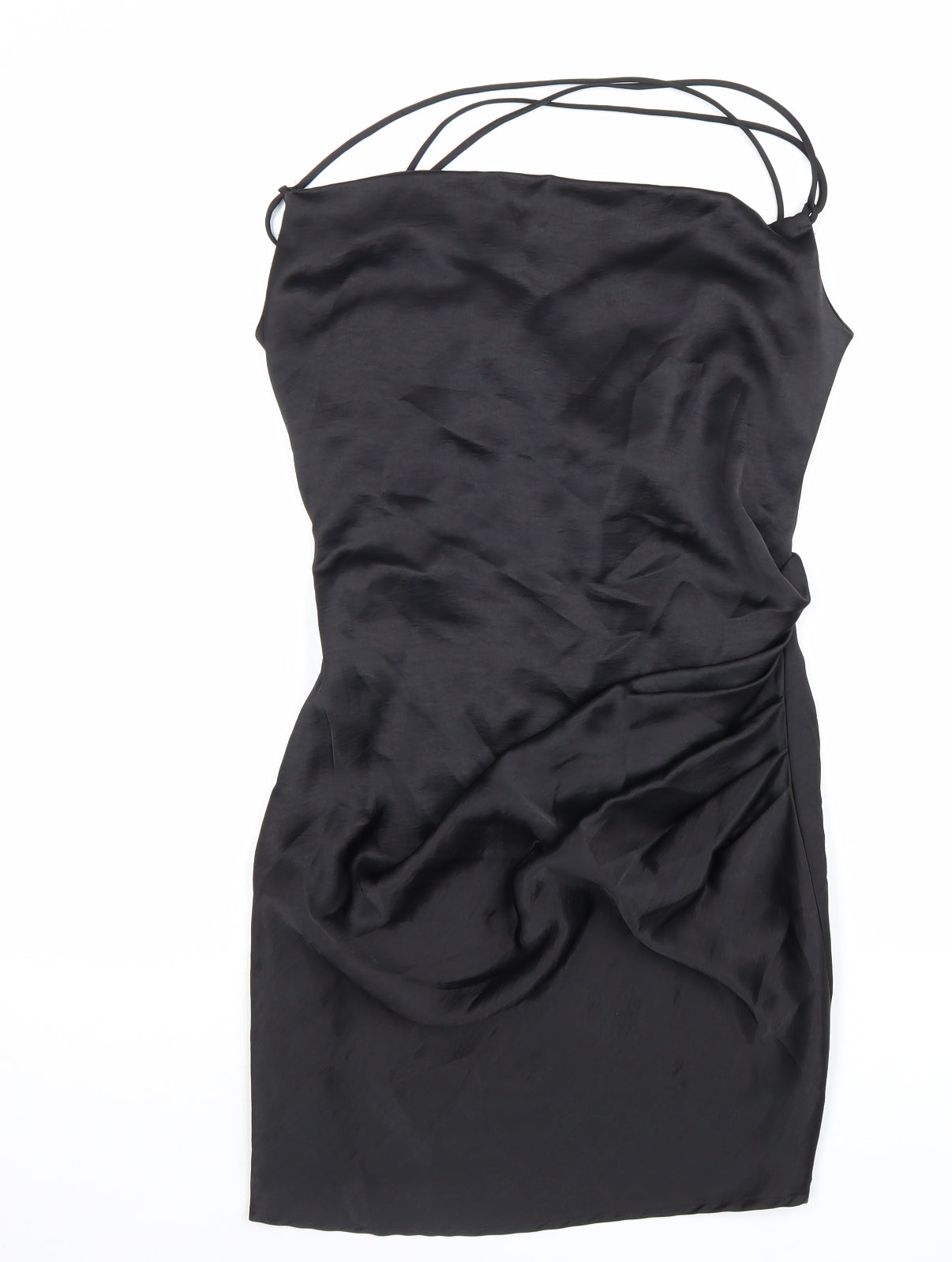 Zara Womens Black Polyester Shift Size S Cowl Neck Zip