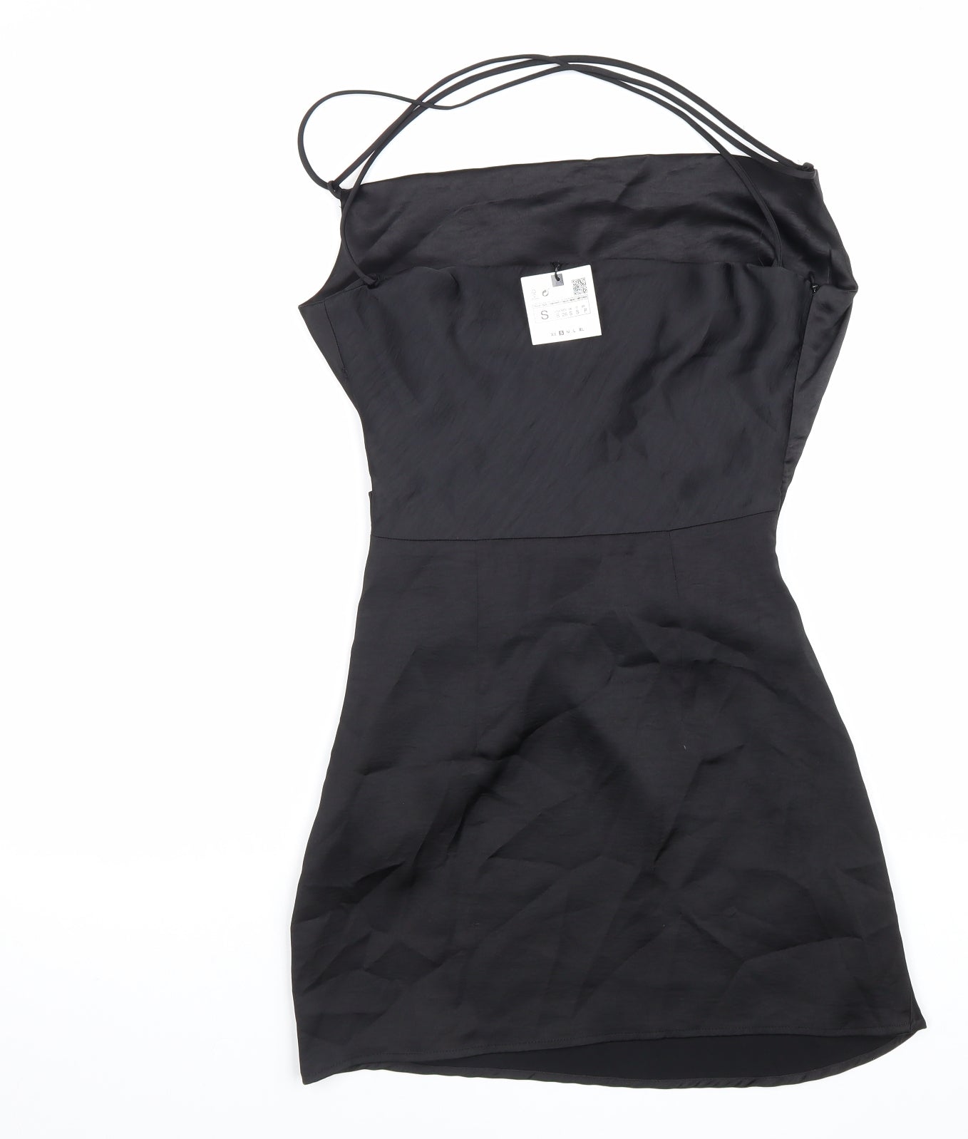 Zara Womens Black Polyester Shift Size S Cowl Neck Zip