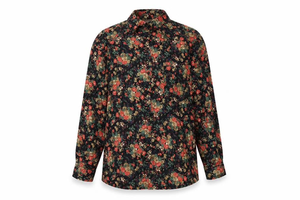 TIGI Womens Black Floral Viscose Basic Button-Up Size 10 Collared