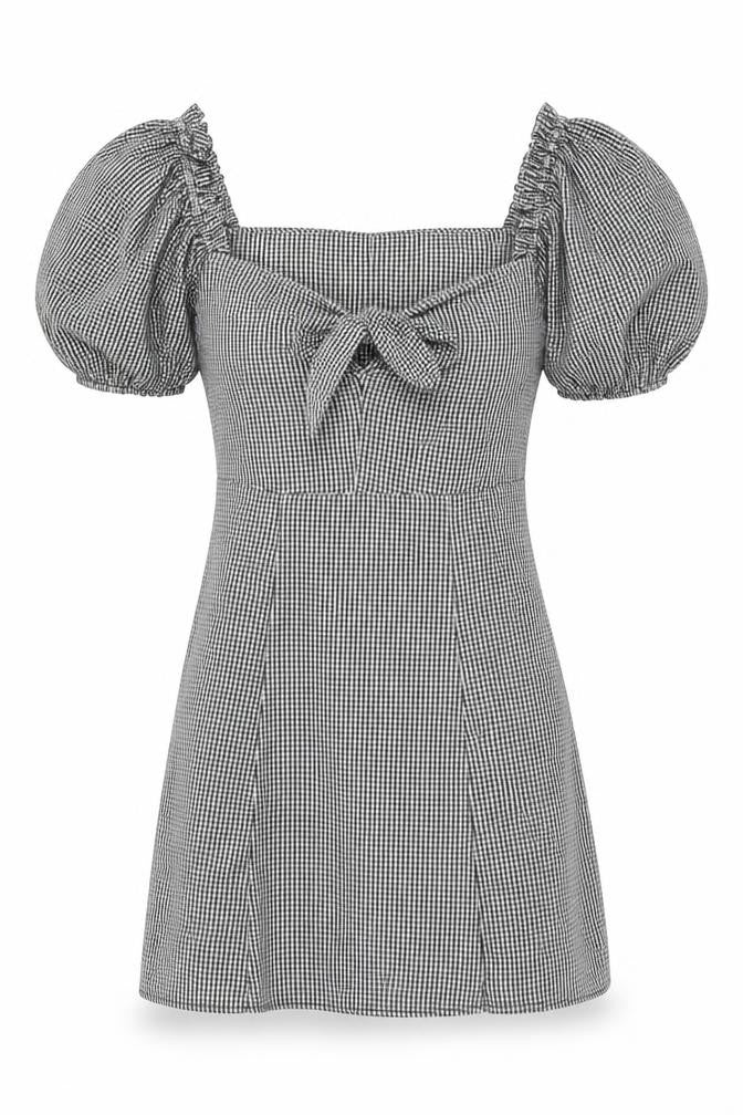 Miss Selfridge Womens Grey Gingham Polyester Mini Size 6 Sweetheart Zip