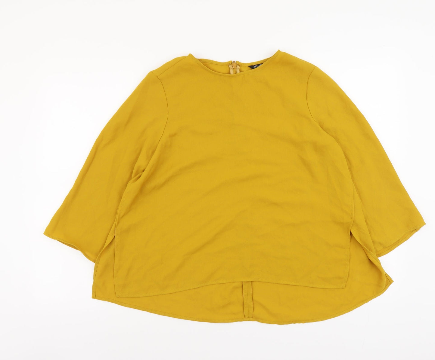 Topshop Womens Yellow Polyester Basic T-Shirt Size 10 Round Neck