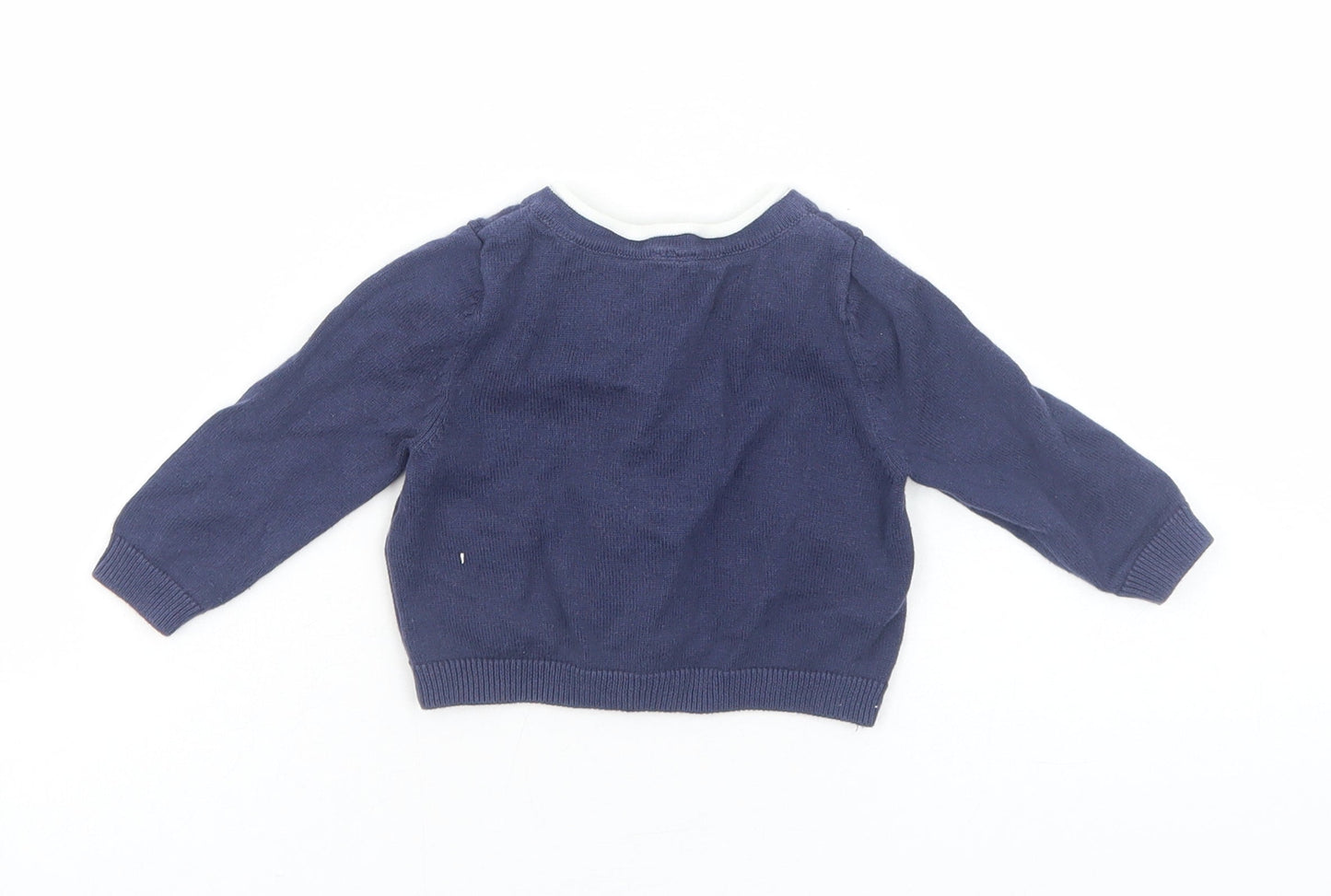 Marks and Spencer Baby Blue Cotton Cardigan Jumper Size 6-9 Months Button