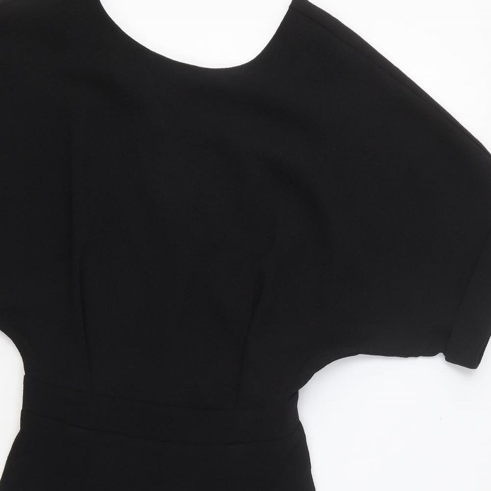 ASOS Womens Black Polyester A-Line Size 8 Scoop Neck Zip