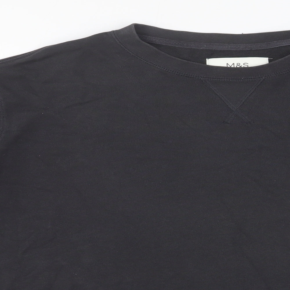 Marks and Spencer Womens Grey Round Neck Cotton Pullover Jumper Size M