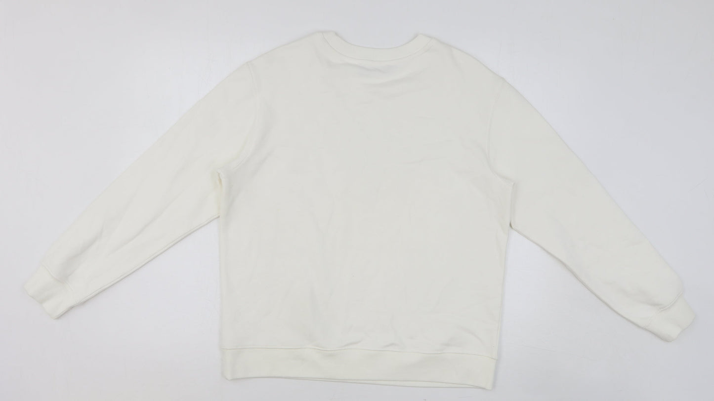 Marks and Spencer Womens White Cotton Pullover Sweatshirt Size S Pullover