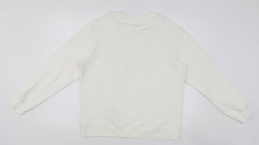 Marks and Spencer Womens White Cotton Pullover Sweatshirt Size S Pullover