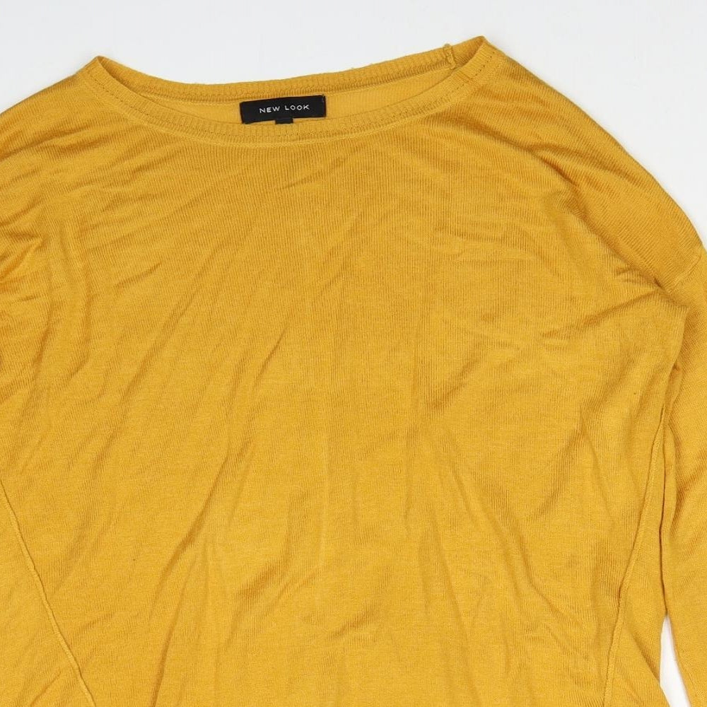 New Look Womens Yellow Boat Neck Acrylic Pullover Jumper Size 6