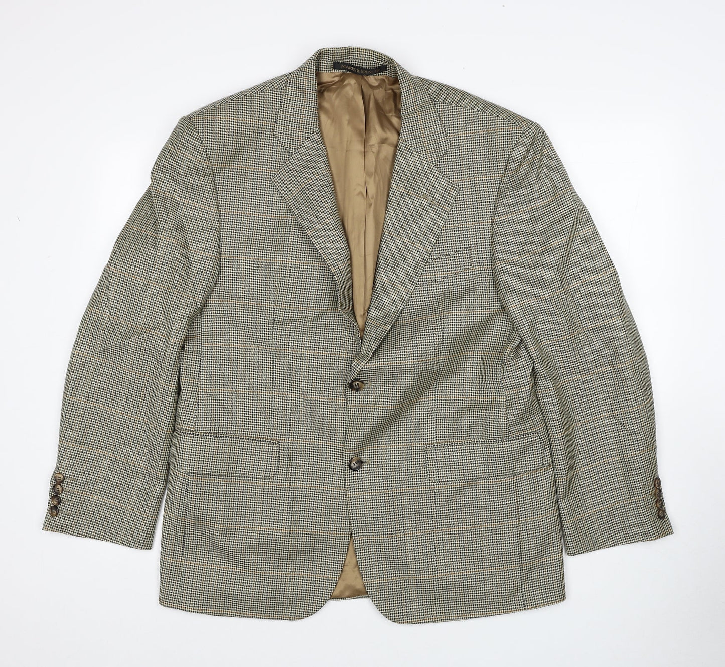 Marks and Spencer Mens Brown Plaid Wool Jacket Blazer Size 40 Regular