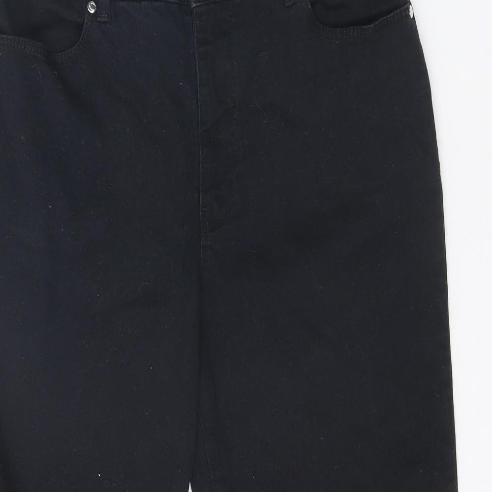 Phase Eight Womens Black Cotton Straight Jeans Size 30 in Regular Zip