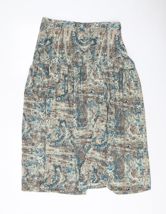 Preworn Womens Beige Geometric Polyester Peasant Skirt Size 31 in Zip