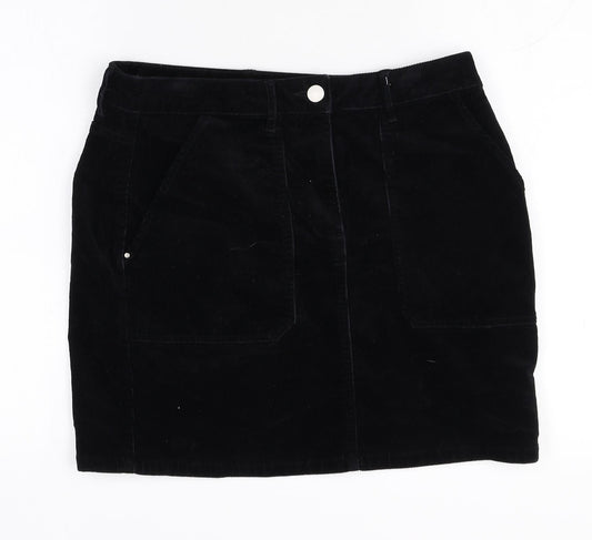 Dorothy Perkins Womens Black Cotton Straight & Pencil Skirt Size 12 Zip