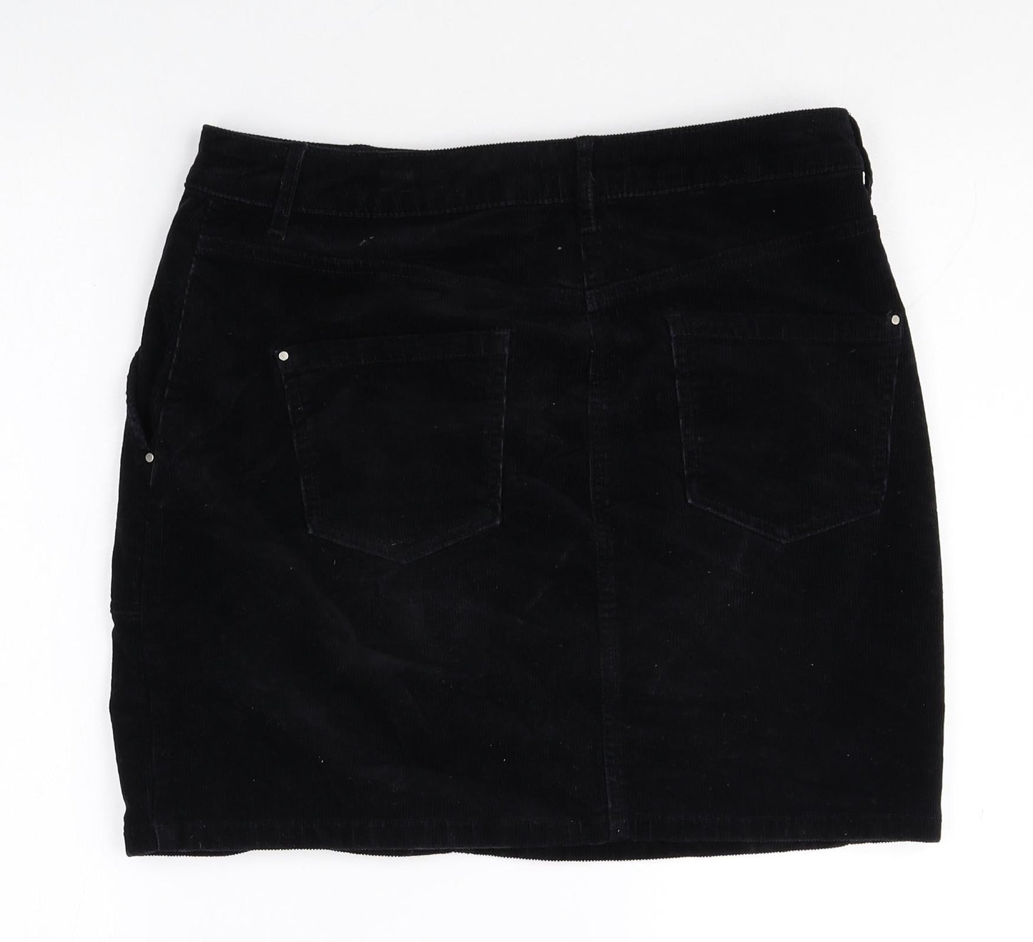 Dorothy Perkins Womens Black Cotton Straight & Pencil Skirt Size 12 Zip