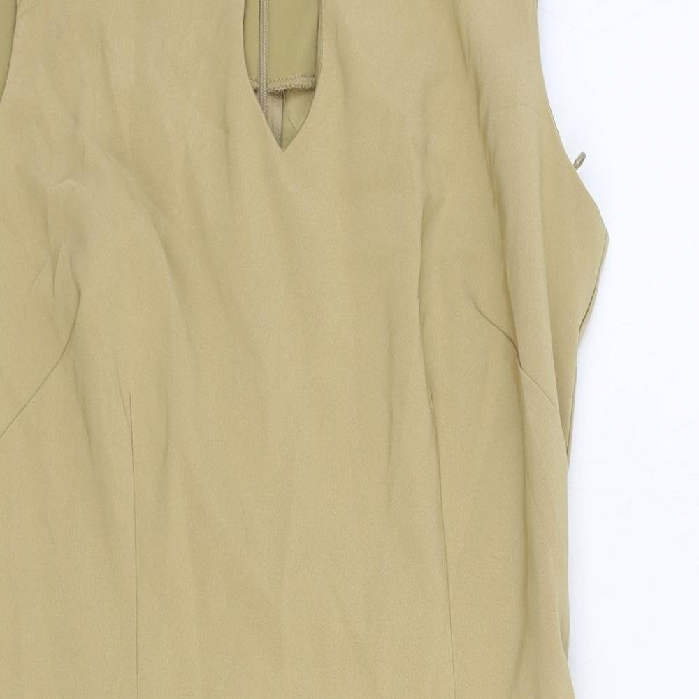 Ronni Nicole Womens Beige Polyester Pencil Dress Size 6 Boat Neck Zip