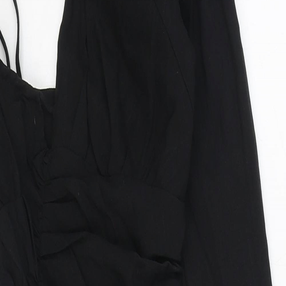Zara Womens Black Linen Mini Size XS One Shoulder Zip