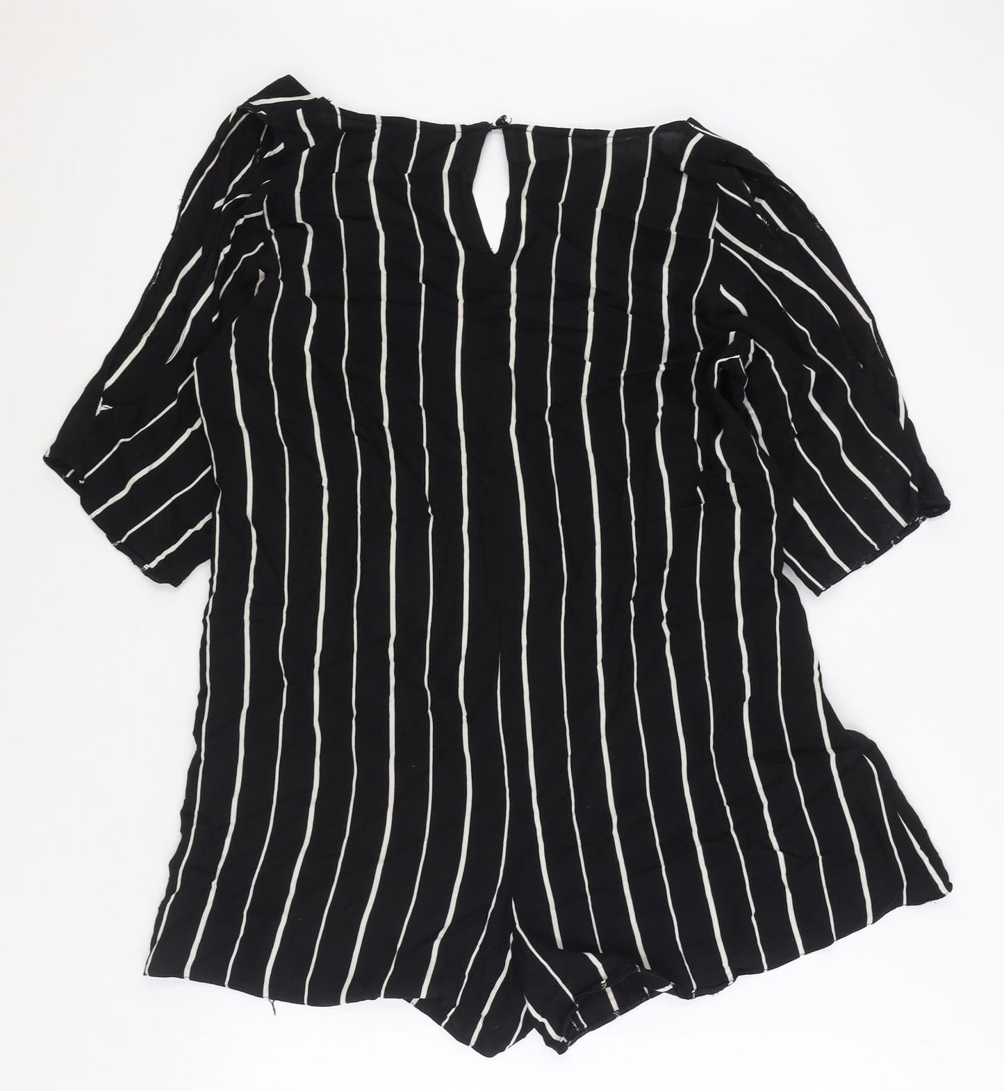 ASOS Womens Black Striped Polyester Playsuit One-Piece Size 12 Button