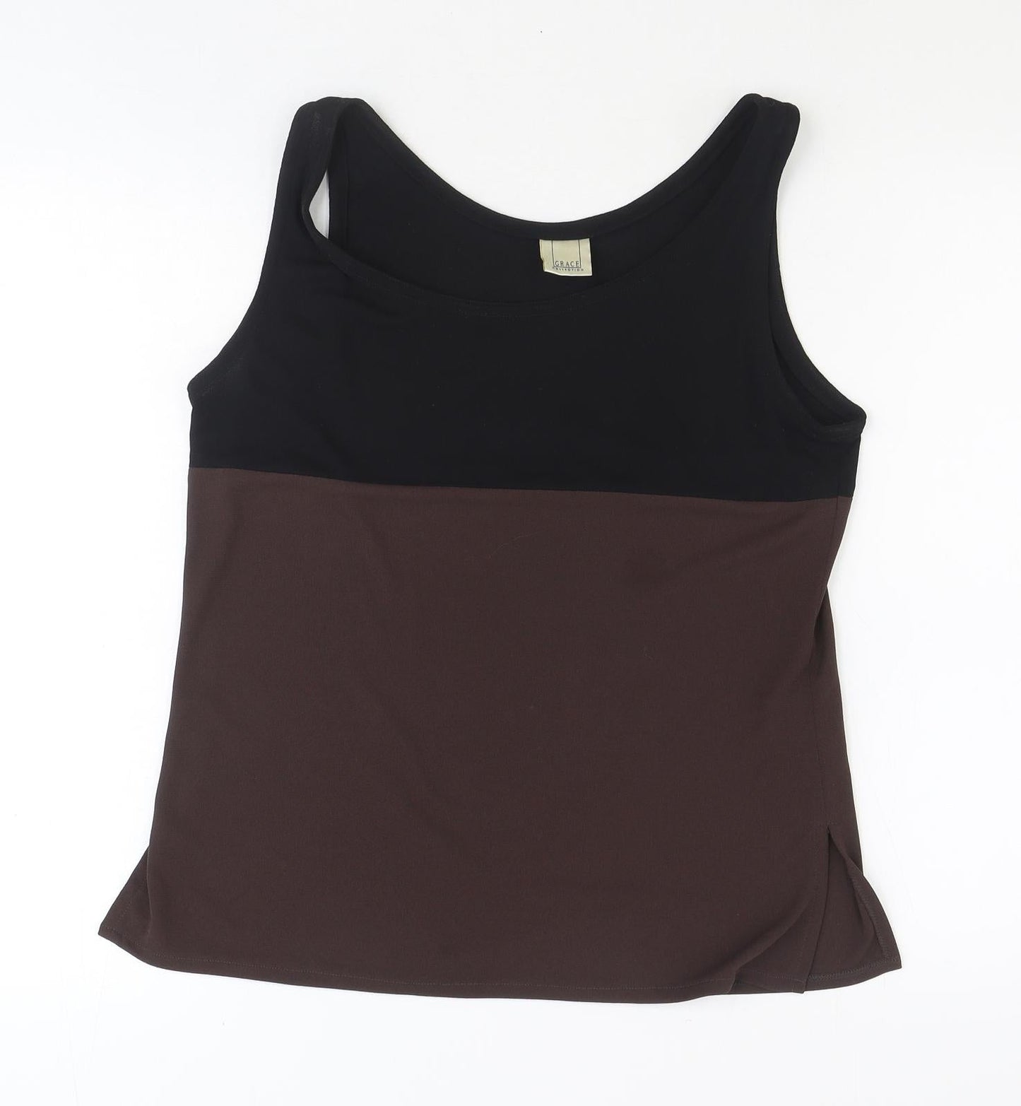 Grace Collection Womens Black Polyester Basic Tank Size 12 Scoop Neck