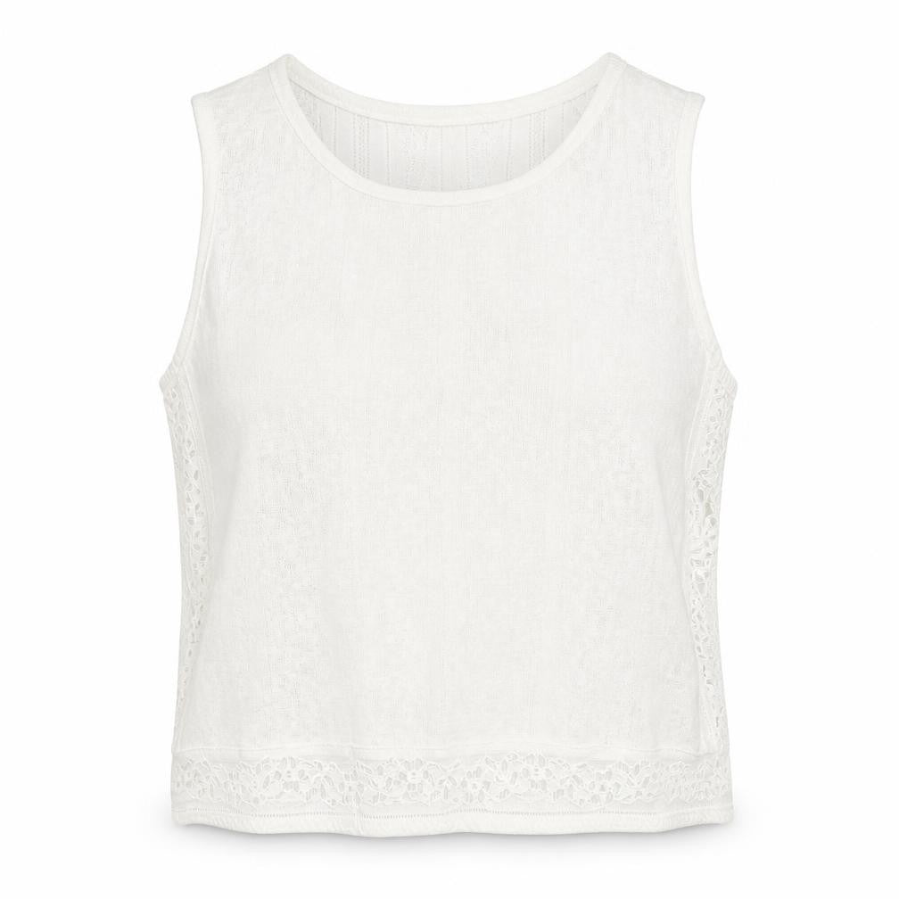 H&M Womens Ivory Geometric Polyester Cropped Tank Size XS Scoop Neck