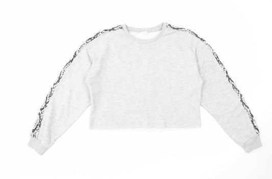 Candy Couture Girls Grey Cotton Pullover Sweatshirt Size 15 Years Pullover