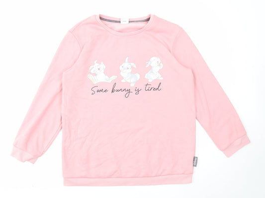 Disney Womens Pink Polyester Pullover Sweatshirt Size S Pullover - Some Bunny is Tired