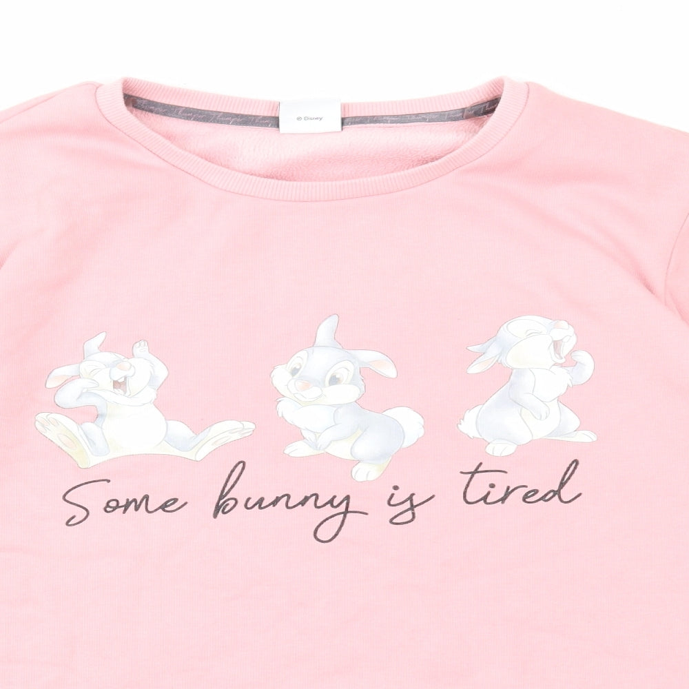 Disney Womens Pink Polyester Pullover Sweatshirt Size S Pullover - Some Bunny is Tired