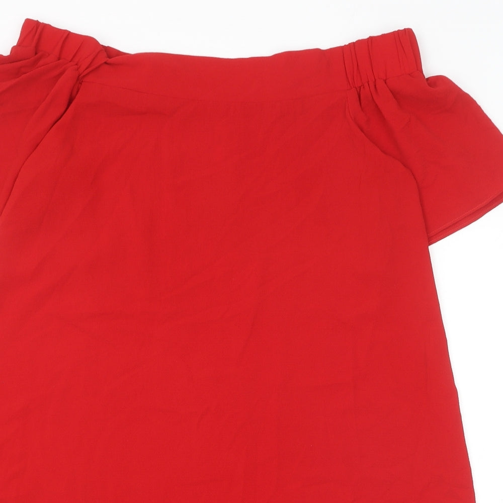 Stella Morgan Womens Red Polyester A-Line Size 10 Off the Shoulder Pullover