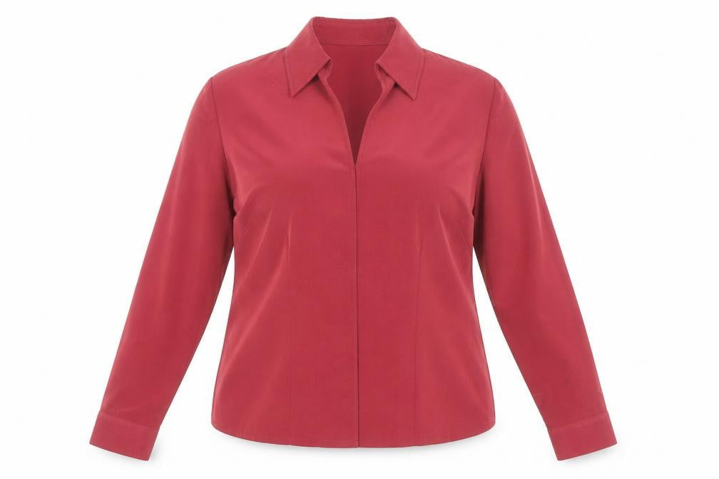 Minosa Womens Red Polyester Basic Blouse Size 14 V-Neck