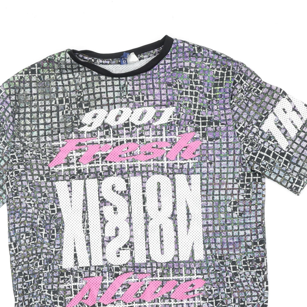 Divided Mens Multicoloured Geometric Polyester T-Shirt Size S Round Neck