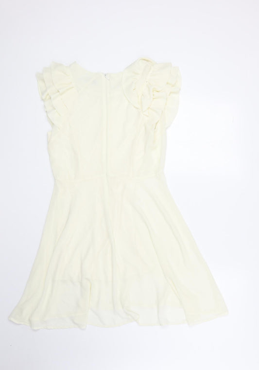 Jumpo Womens Ivory Polyester A-Line Size 12 Round Neck Zip