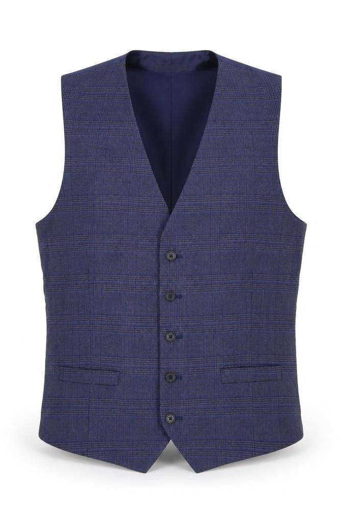 Marks and Spencer Mens Blue Plaid Polyester Jacket Blazer Size L Regular
