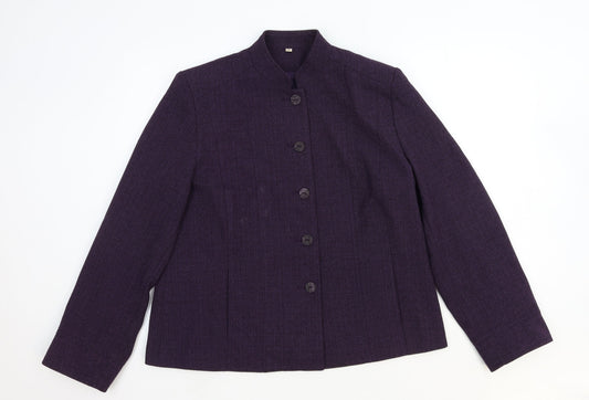 Preworn Womens Purple Pea Coat Coat Size 16 Button