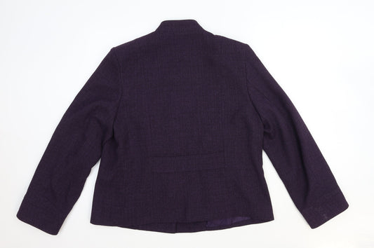 Preworn Womens Purple Pea Coat Coat Size 16 Button