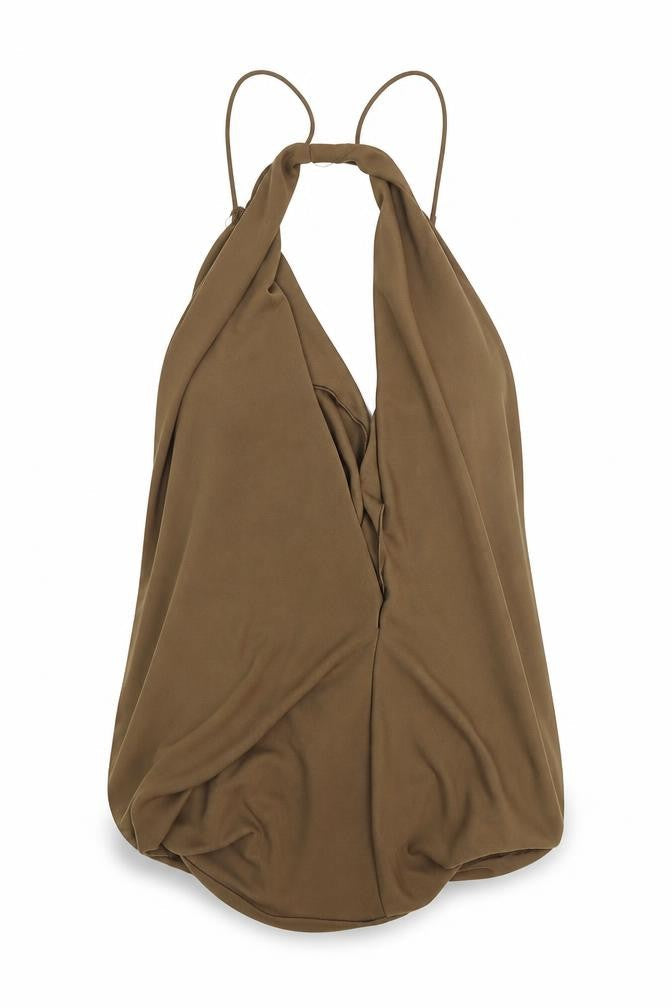 Zara Womens Brown Polyester Basic Tank Size S V-Neck
