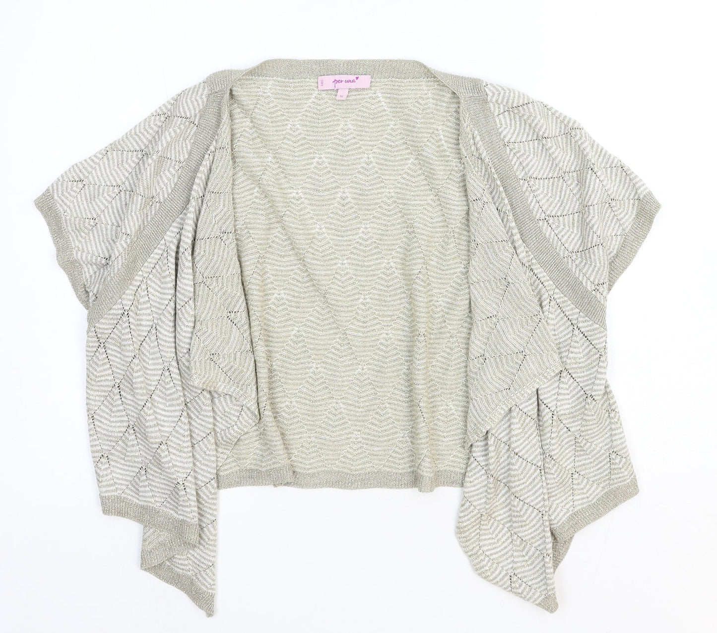 Per Una Womens Beige V-Neck Acrylic Cardigan Jumper Size 16