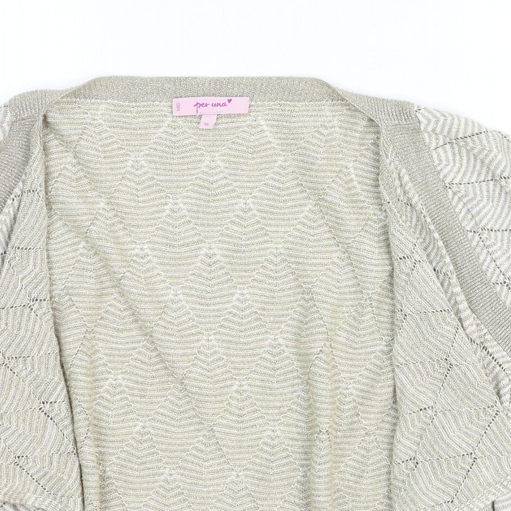 Per Una Womens Beige V-Neck Acrylic Cardigan Jumper Size 16