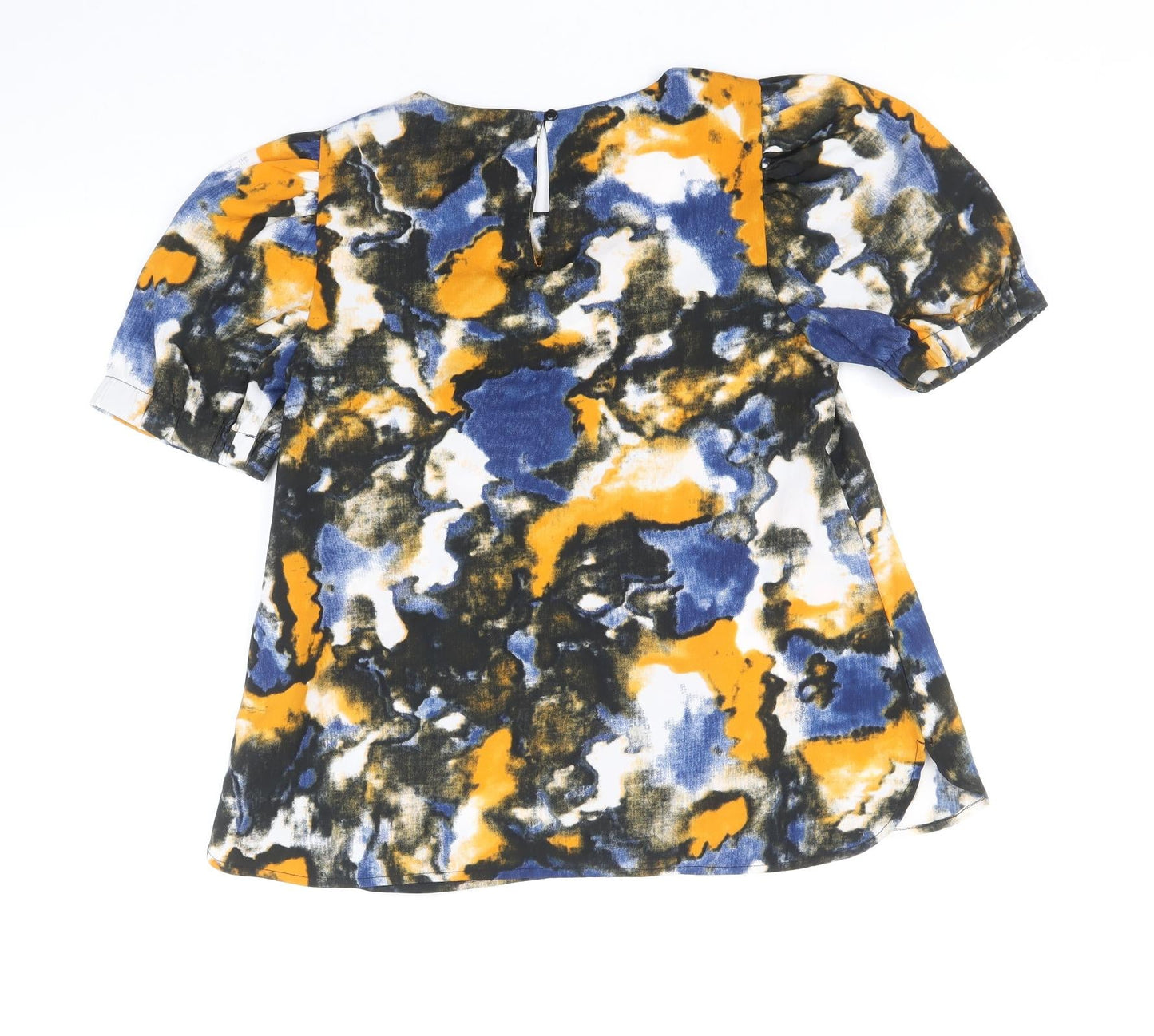 Compania Fantastica Womens Multicoloured Geometric Polyester Basic Blouse Size S Round Neck