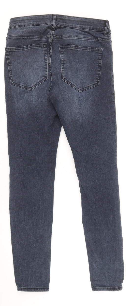 & Denim Womens Blue Cotton Skinny Jeans Size 10 Regular Zip